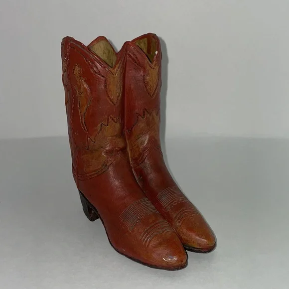 Mini Glass Ceramic Cowboy Boot Pen Holder Western Cowboy Decor - Picture 10 of 14